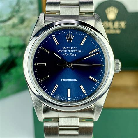 rolex air king 34mm blue dial|rolex air king price chart.